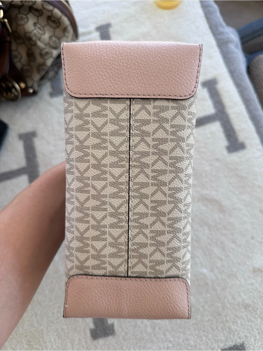 Michael Kors Pink Trim Signature Logo Satchel